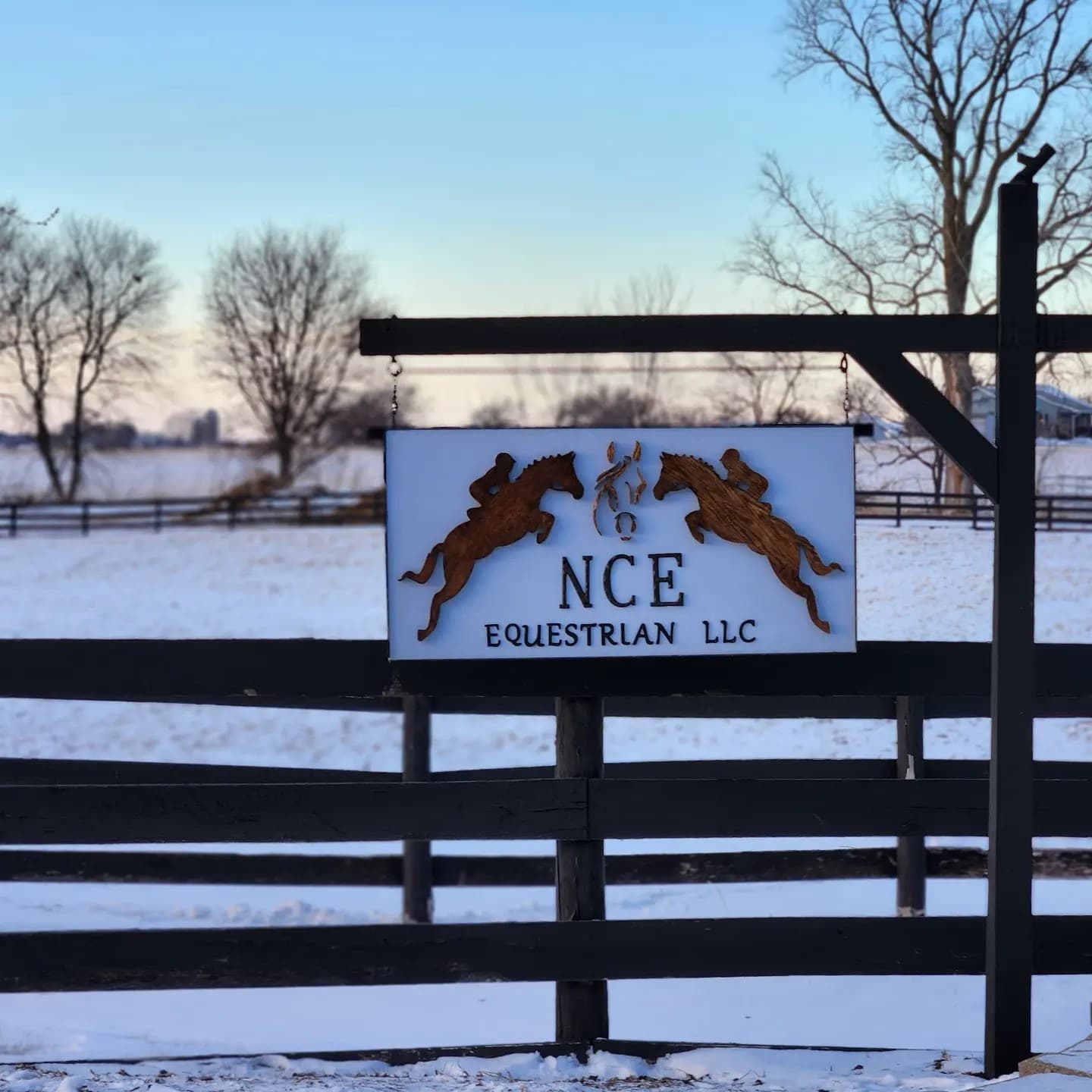 Hand-carved NCE Equestrian farm sign